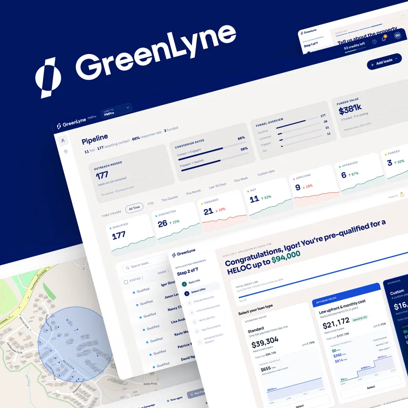 GreenLyne: B2B SaaS lead pipeline and HELOC application product design